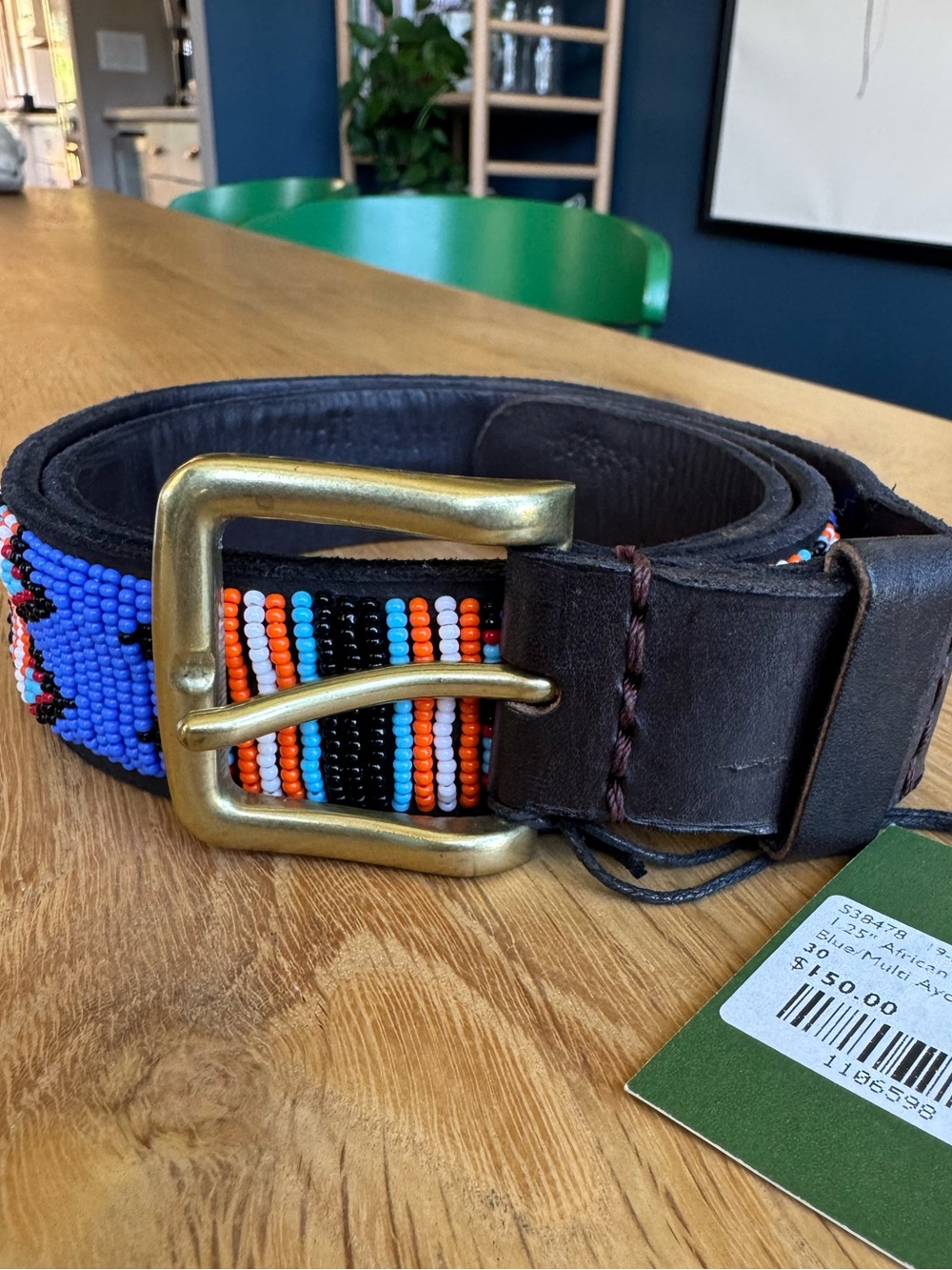 NWT Sid Mashburn 1.25” African Beaded Belt | Size 30